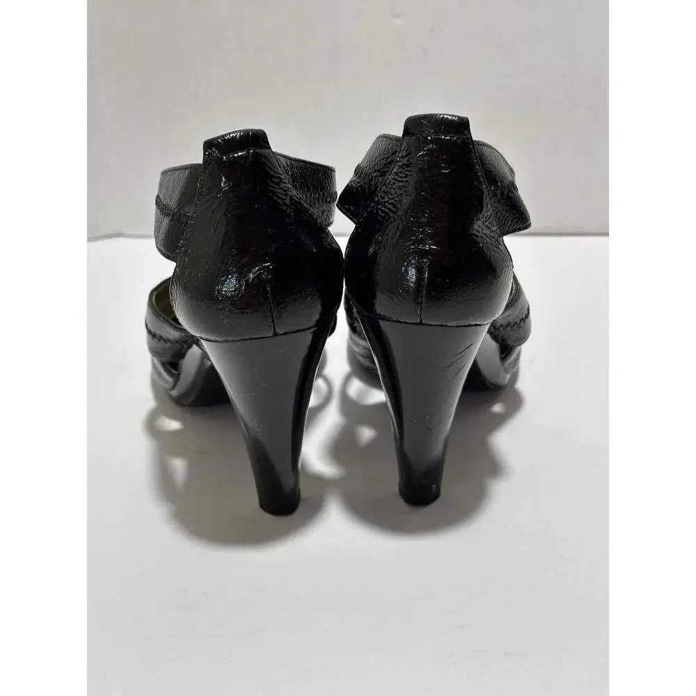 MICHAEL KORS Patent Leather Black Sz 7.5 M Women‎ Gladiator Stiletto Heels